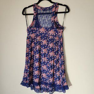 Forever 21 Blue and Pink Floral Dress - Size M